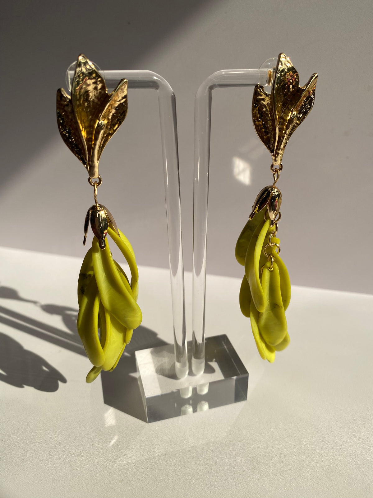Green & Gold Leaf Earrings