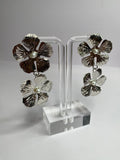 Double Flower Silver Earrings