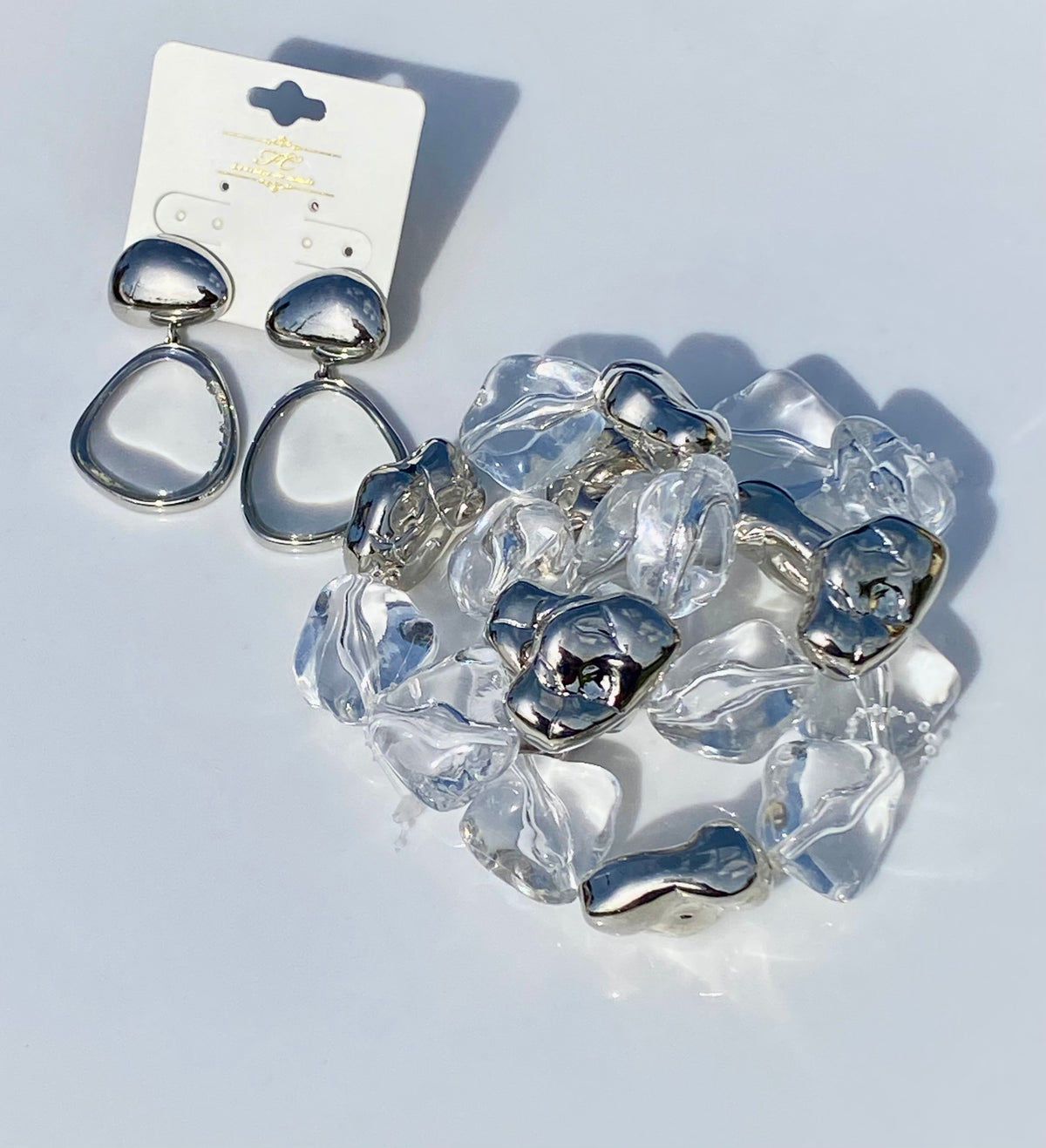 Silver & Clear Tear Drop Set